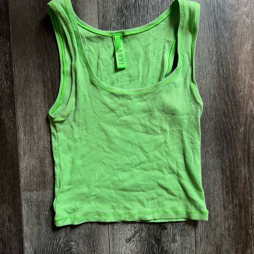 Skims Green Ribbed Tank Top
